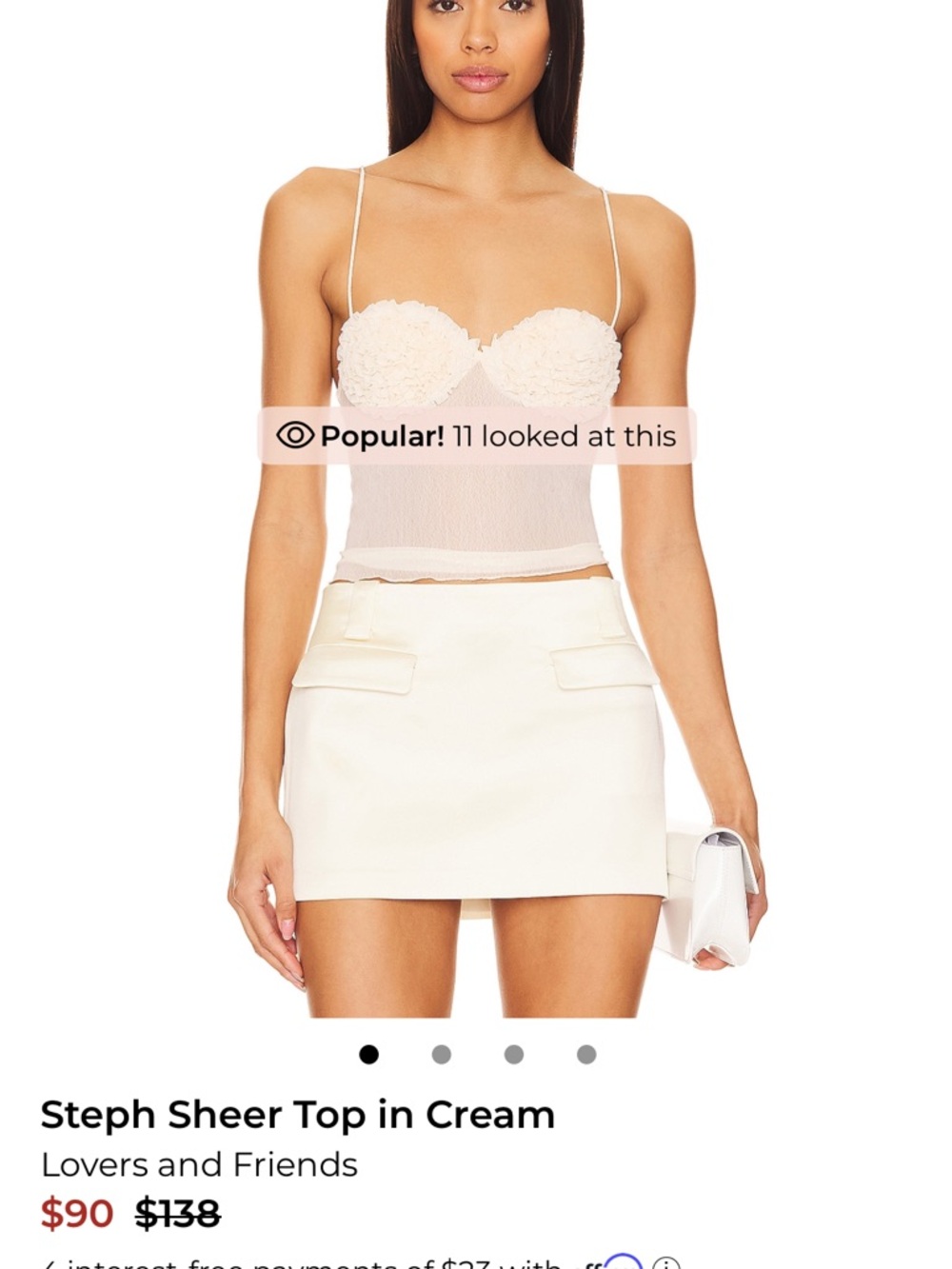 Lovers + Friends Sheer Lace Ruffle Cami in Cream